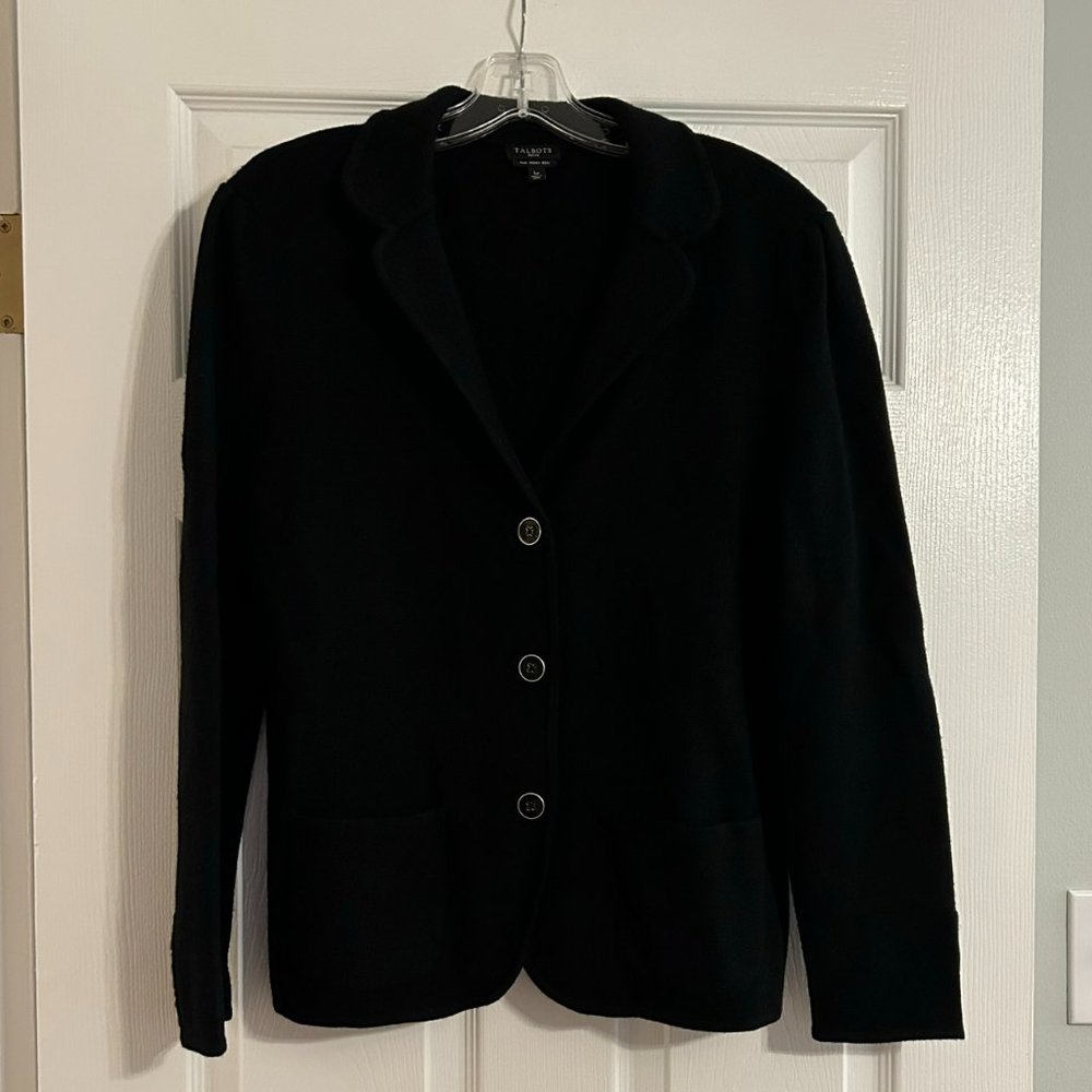 Talbots Merino Wool Cardigan Sweater Jacket / Petite Large / Black